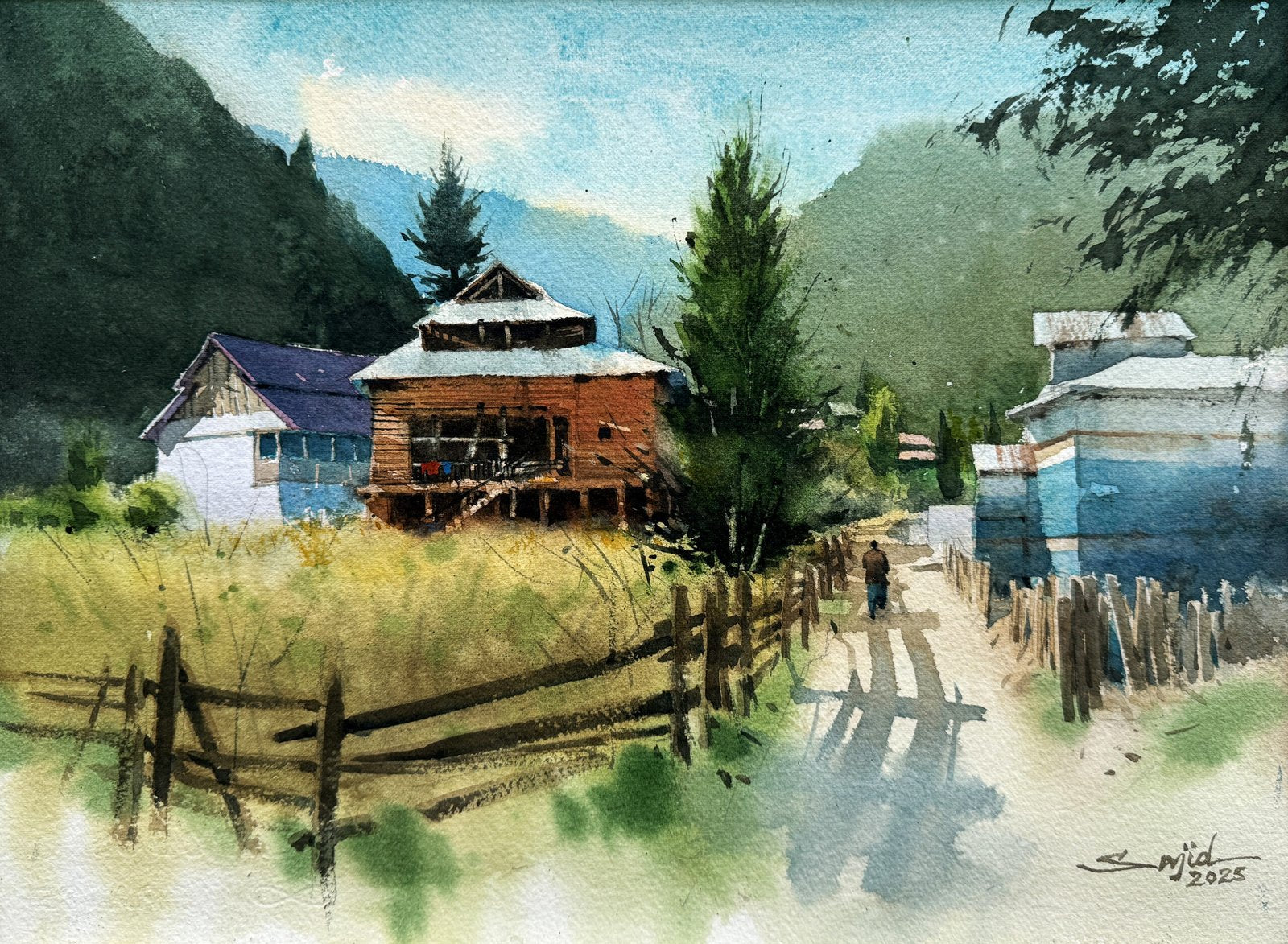 Ali Sajid North Pakistan Series Watercolor on Paper 11x15 inches