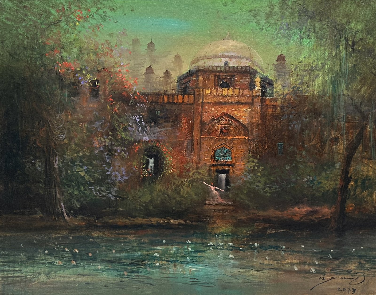 A.Q. Arif Echoes of the Past Acrylic on Canvas 22x28 inches