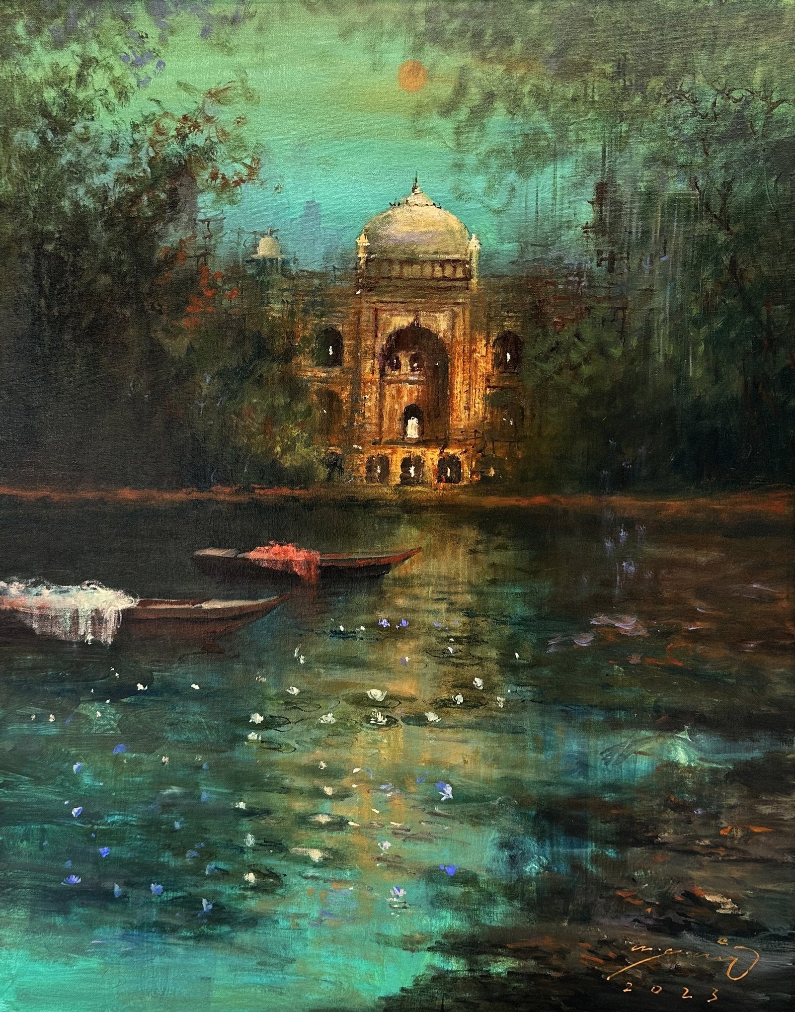 A.Q. Arif Timeless Reflections Acrylic on Canvas 22x28 inches