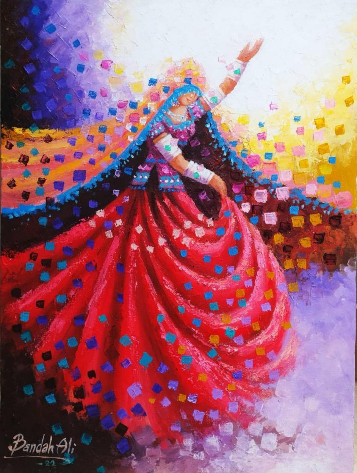 Bandah Ali 18x24 oil on canvas - Whispers Of The Dance dancing woman painting