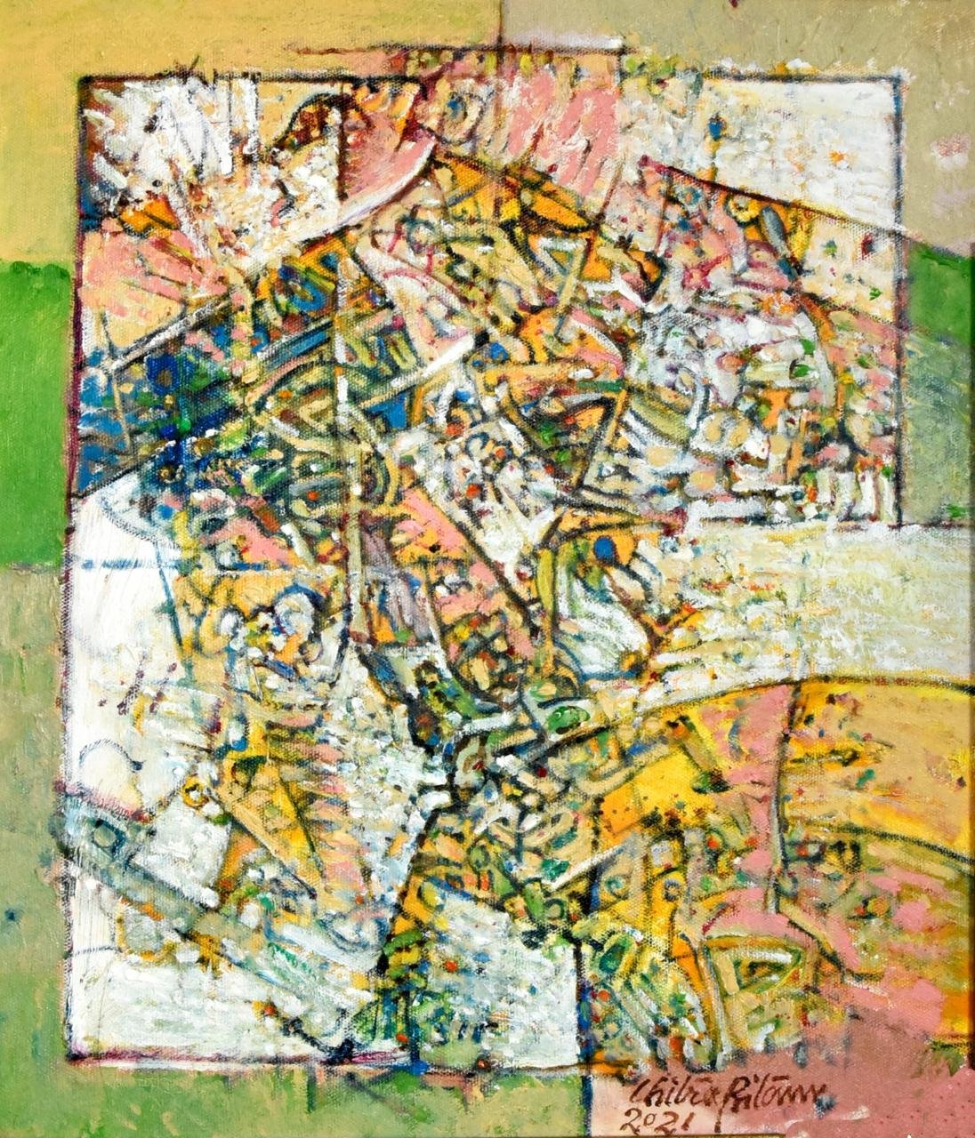 Chitra Pritam Abstract Calligraphy Divine Harmony 12x14 inches 2021