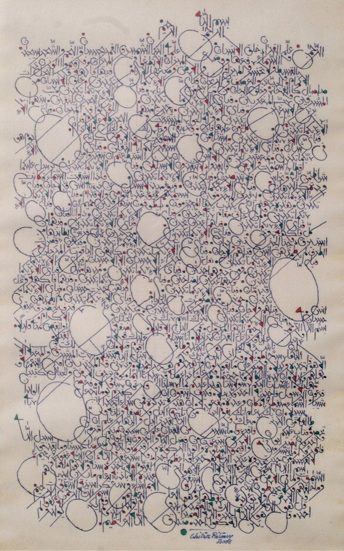 Chitra Pritam Surah Ar Rahman Multi Color Calligraphy Pen On Paper 9x14 inches
