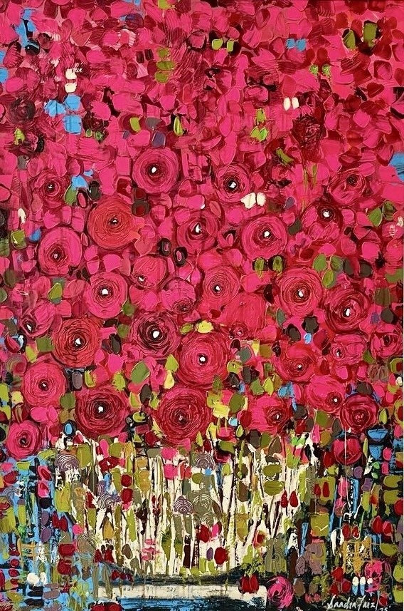 Sadia Faiz  | Title: Flower Series | Medium: Oil on Canvas | Size: 24x36 inches