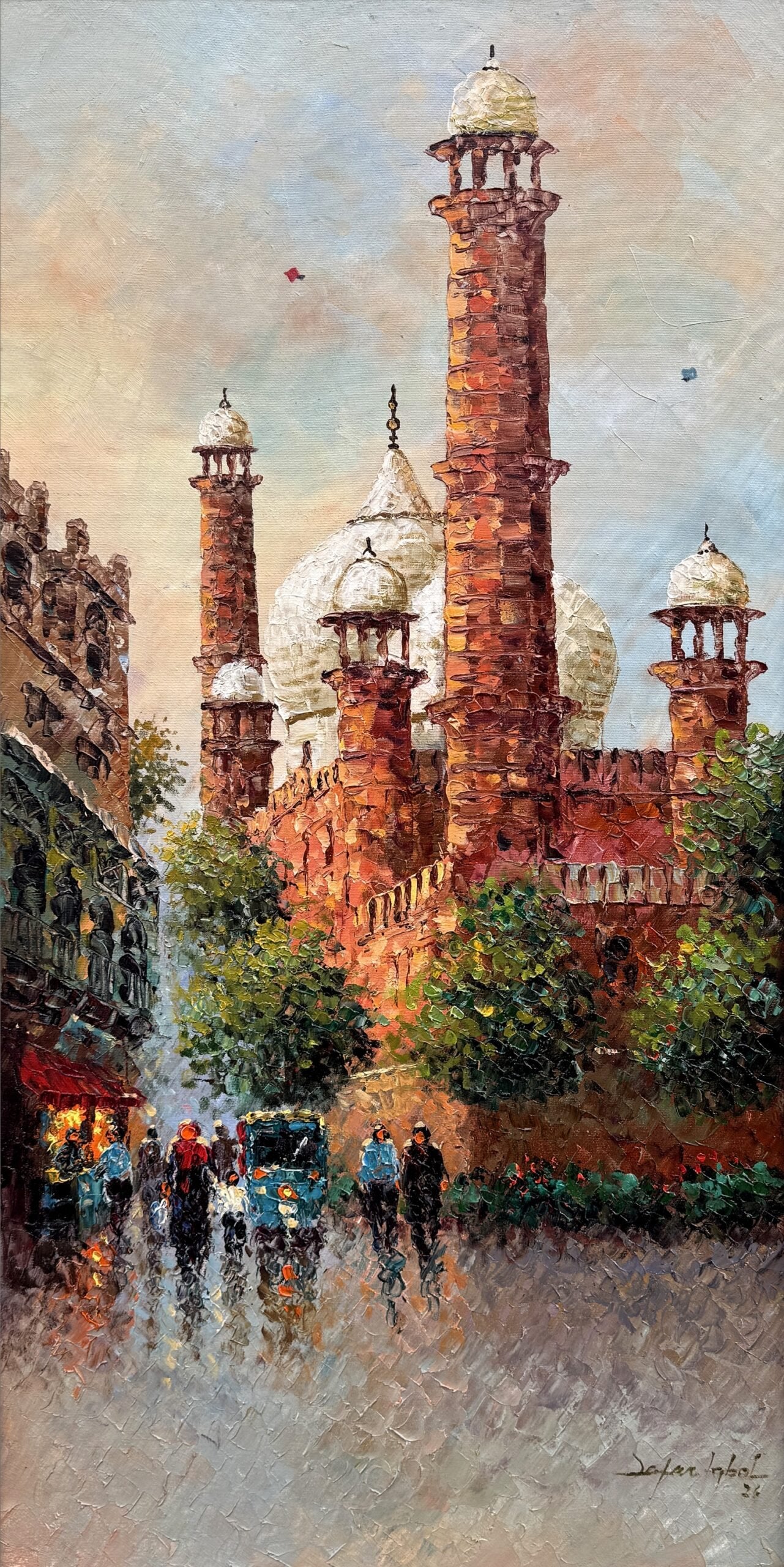 Zafar Iqbal Khan | Title:  Badshahi Masjid – Majesty of Lahore | Medium: Oil On Canvas | Size: 18x36 inches