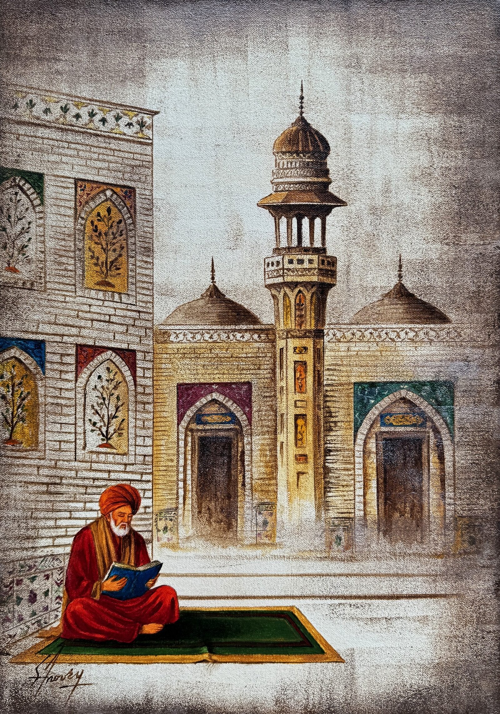 S. A. Noory | Title: Wazir Khan Mosque – The Light Within | Medium: Acrylic On Canvas | Size: 14x20 inches