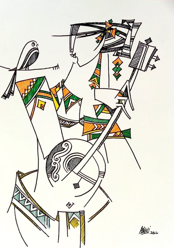 Ashkal | Title: Harmony in Motion | Medium: Pen on Paper | Size: 12 x 16 inches