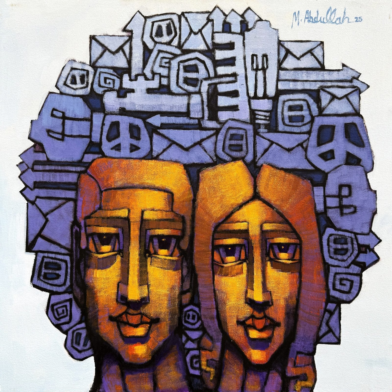 Abdullah Siddiqui | Title: Connected Minds | Medium: Acrylic on Canvas | Size: 24 x 24 inches