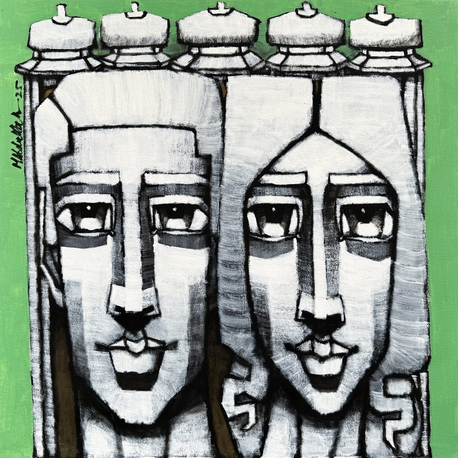 Abdullah Siddiqui | Title: Silent Dialogue | Medium: Acrylic on Canvas | Size: 24 x 24 inches