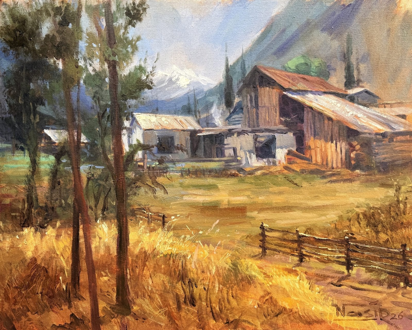 Nasir Shahzad | Title: Golden Valley | Medium: Oil on Baord | Size: 16 x 20 inches