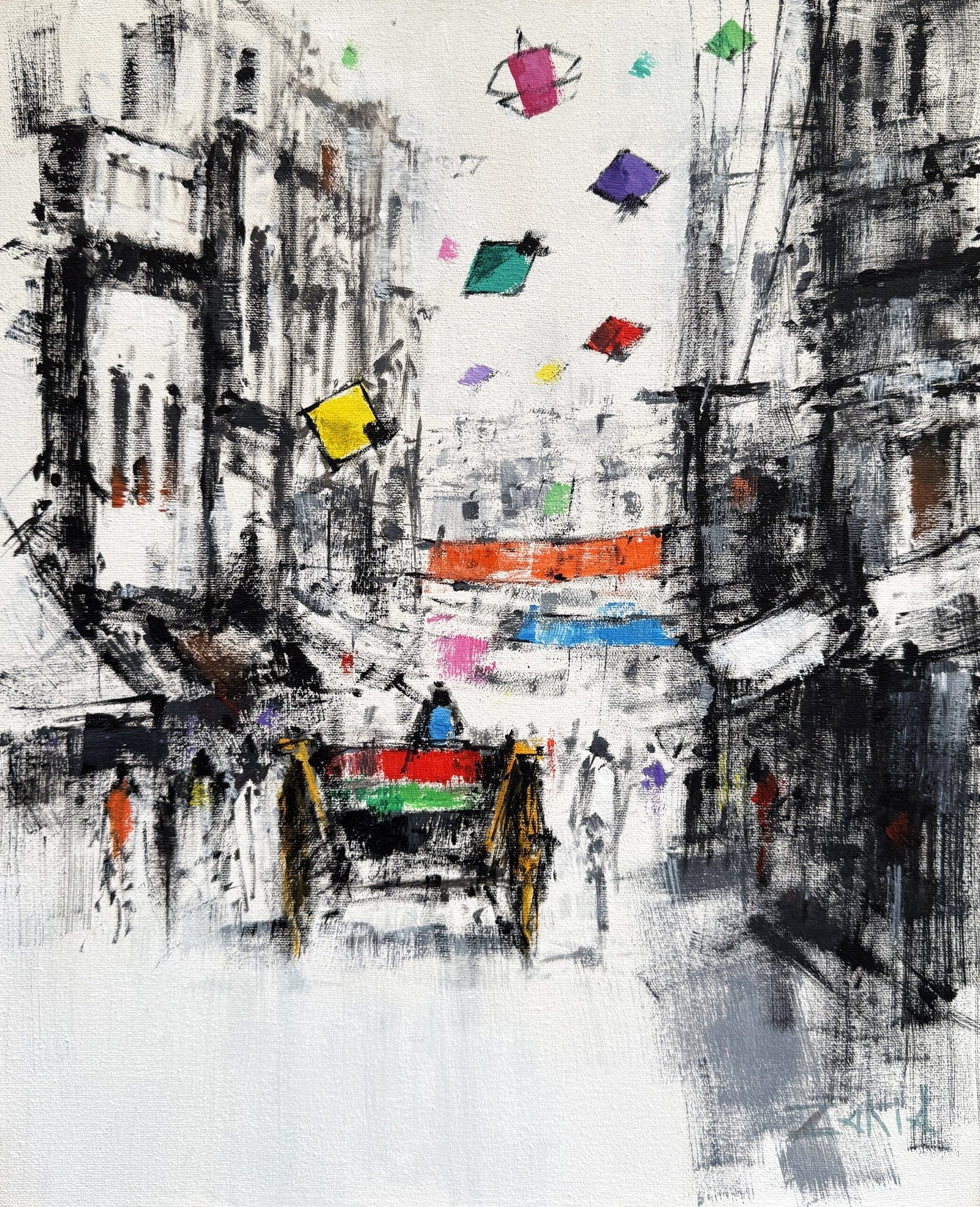 Zahid Saleem | Title: Cityscape  | Medium: Acrylic On Canvas | Size: 13x16 inches