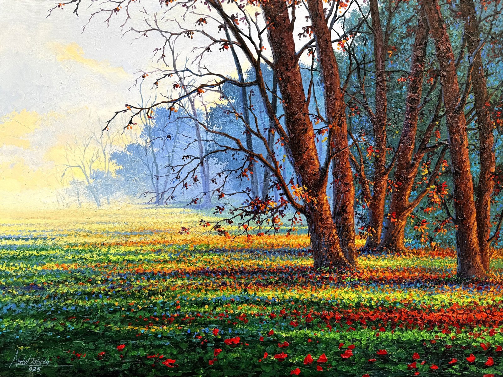 Abdul Jabbar | Title: Golden Serenity | Medium: Oil On Canvas | Size: 36 x 48 inches