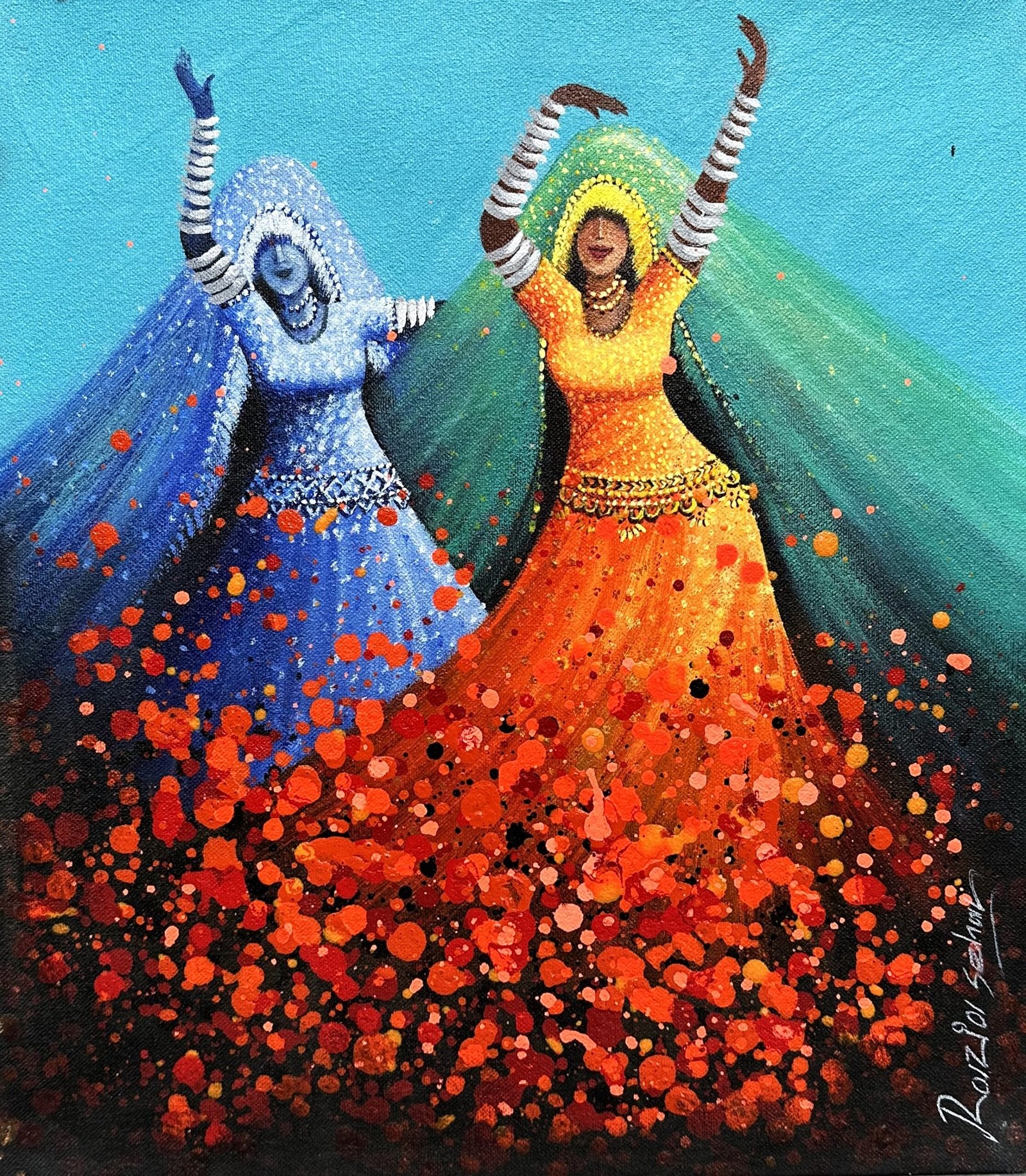 Razia Sehar | Title: Celebrating| Medium: Oil On Canvas | Size: 14x16 inches