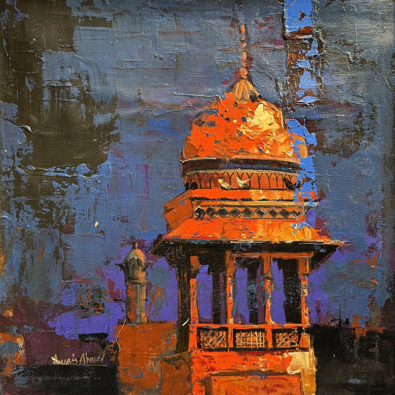 Awais Ahmed | Title: Crimson Glory | Medium: Oil On Canvas | Size: 18x18 inches
