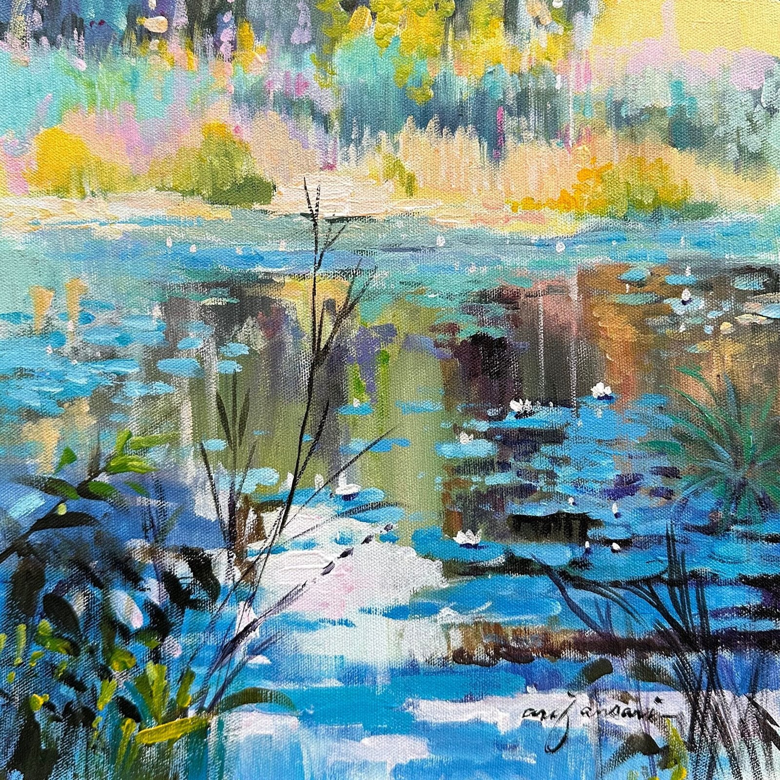 Arif Ansari | Title: Echoes of the North | Medium: Acrylic on Canvas | Size: 12 x 12 inches