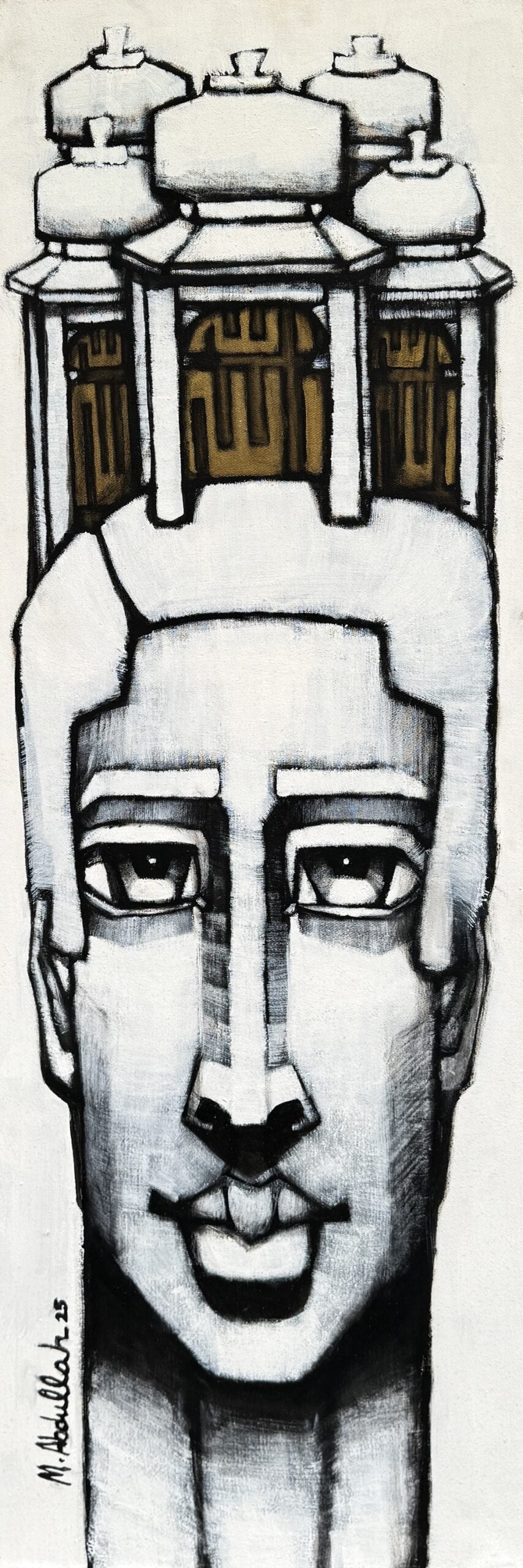 Abdullah Siddiqui | Title: Silent Structure | Medium: Acrylic on Canvas | Size: 12 x 36 inches