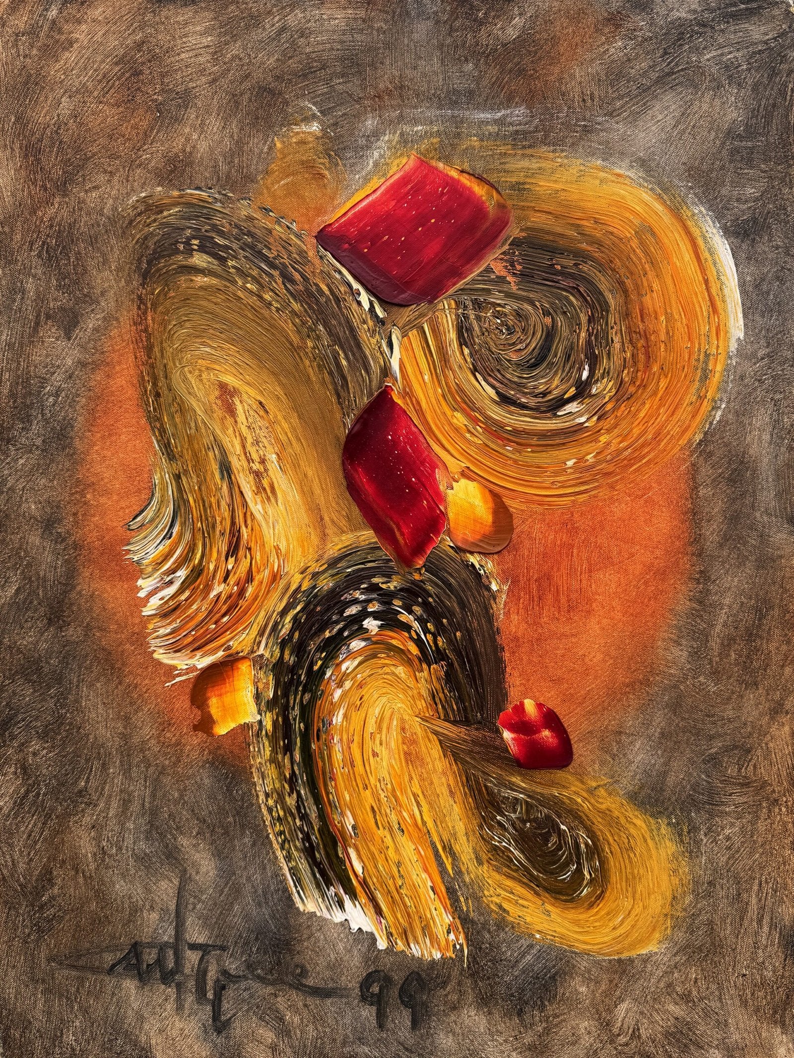 Ismail Gulgee Ruby Cosmos Oil on Canvas 18x24 inches Abstract Art 1999