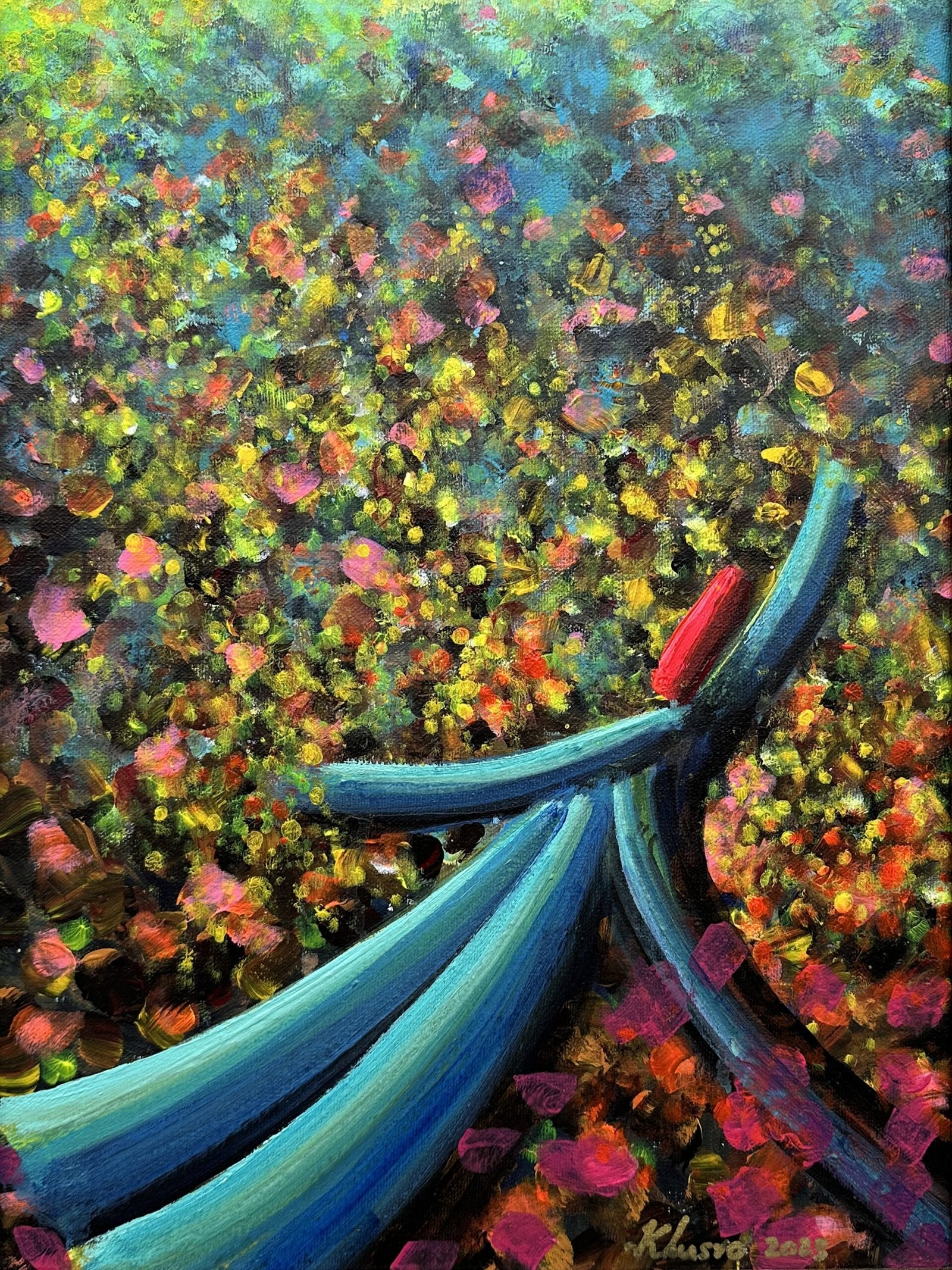 Khusro Subzwari Whirling Dervish Oil on Canvas 12x16 inches