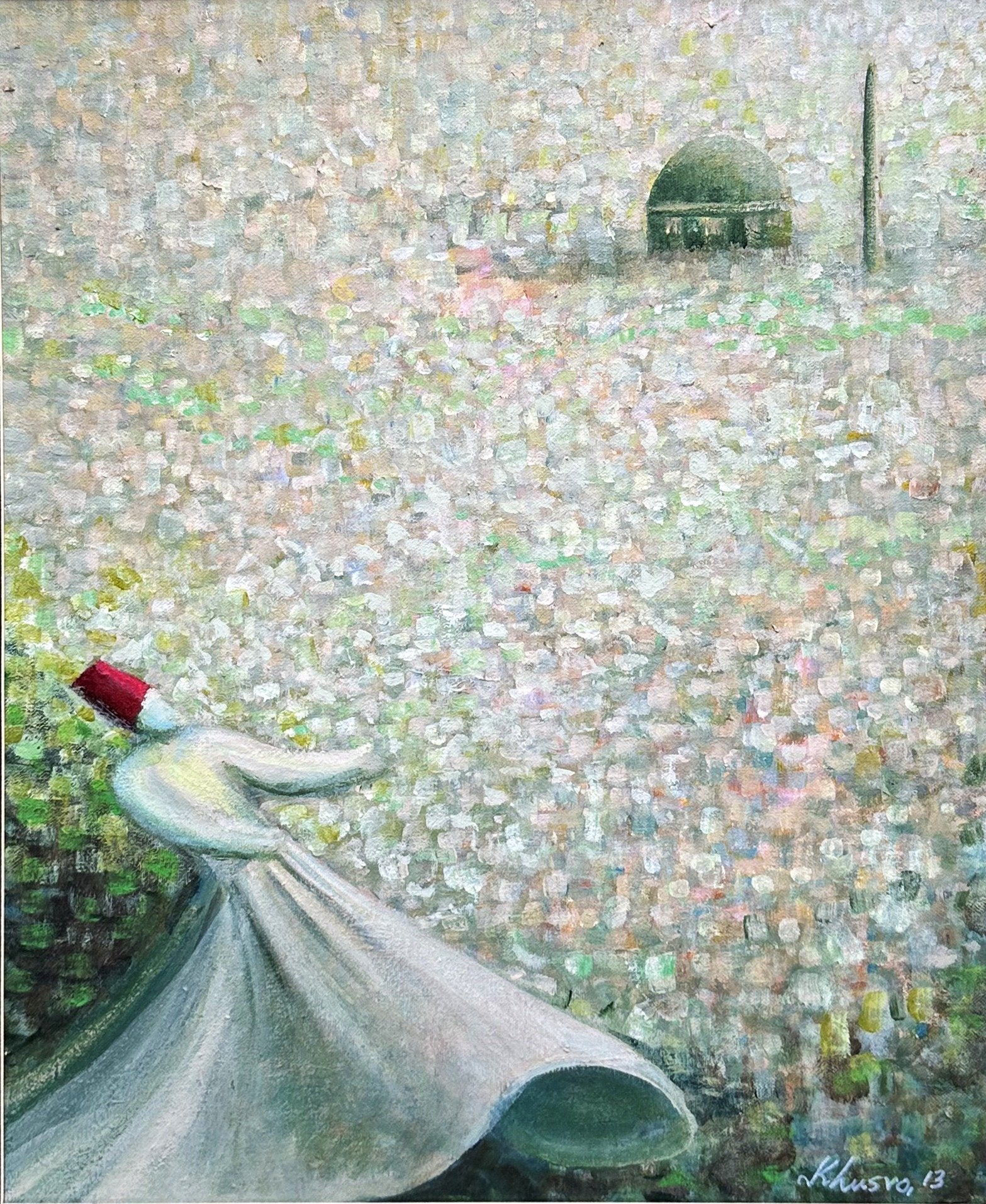 Khusro Subzwari Whirling Dervish Oil on Canvas 16x20 inches