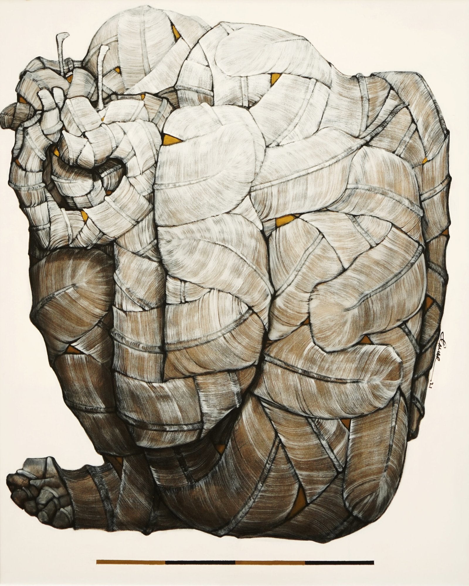 Qamar Siddiqui Abstract Wrapped Form Acrylic On Canvas 48x60 inches