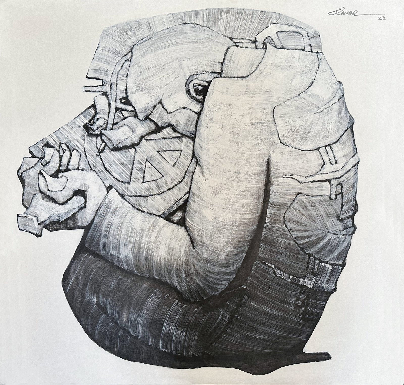 Qamar Siddiqui Dua-e-Aman Prayer for Peace Acrylic On Canvas 48x48 inches