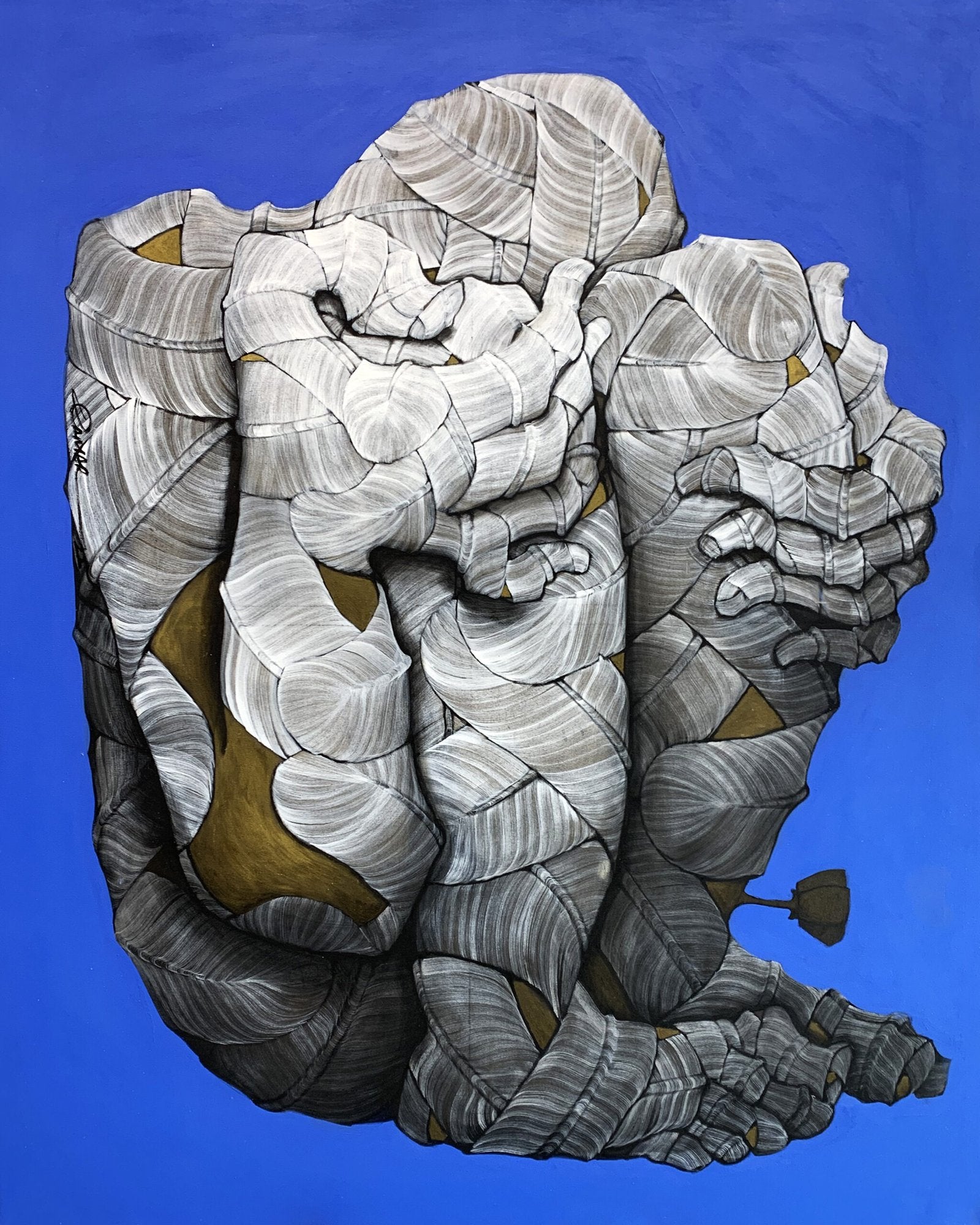 Qamar Siddiqui Spiritualism Figures Acrylic On Canvas 48x60 inches
