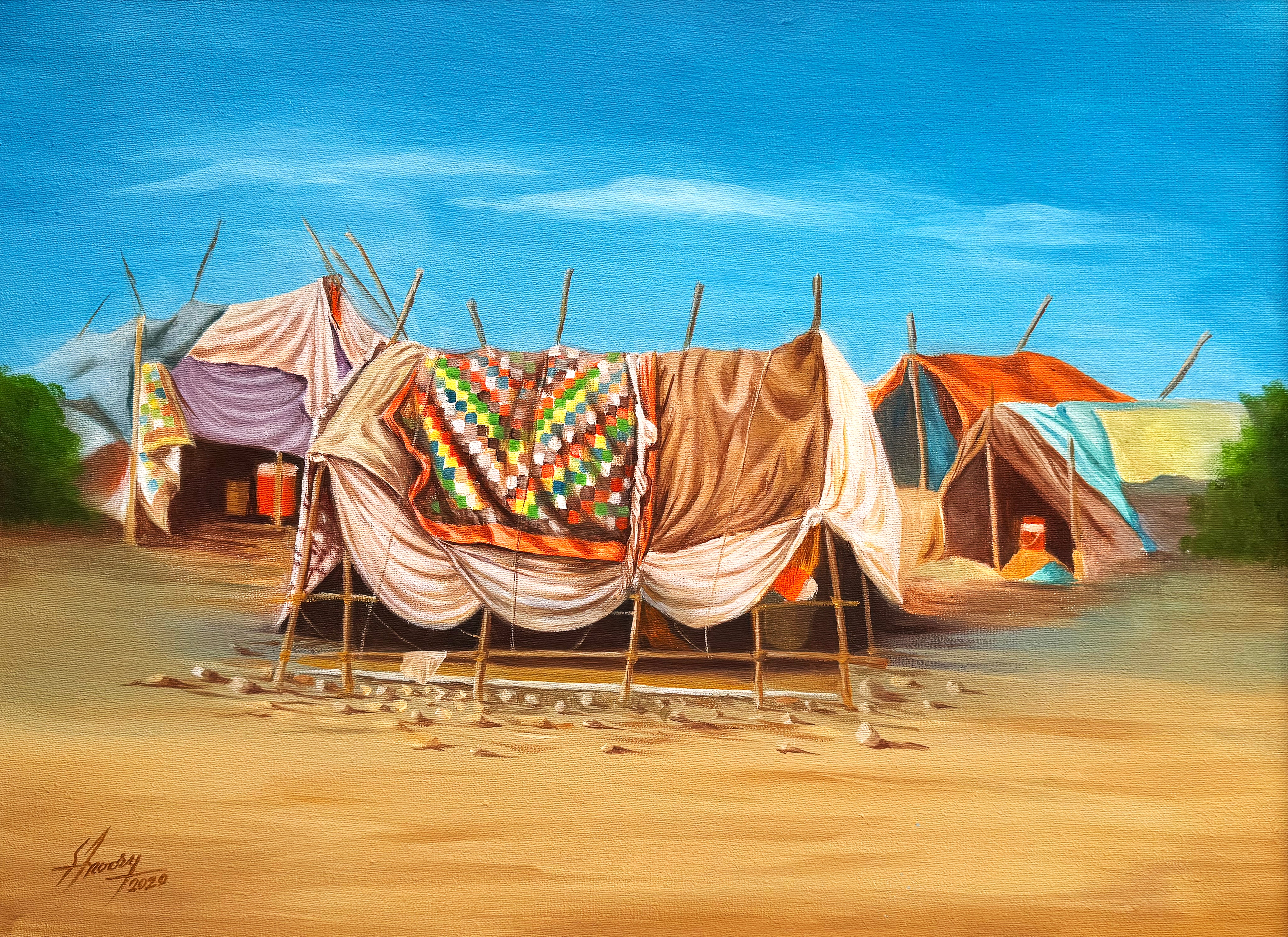 S.A. Noory Ralli Tents Desert Nomad Acrylic Canvas 16x22 inch