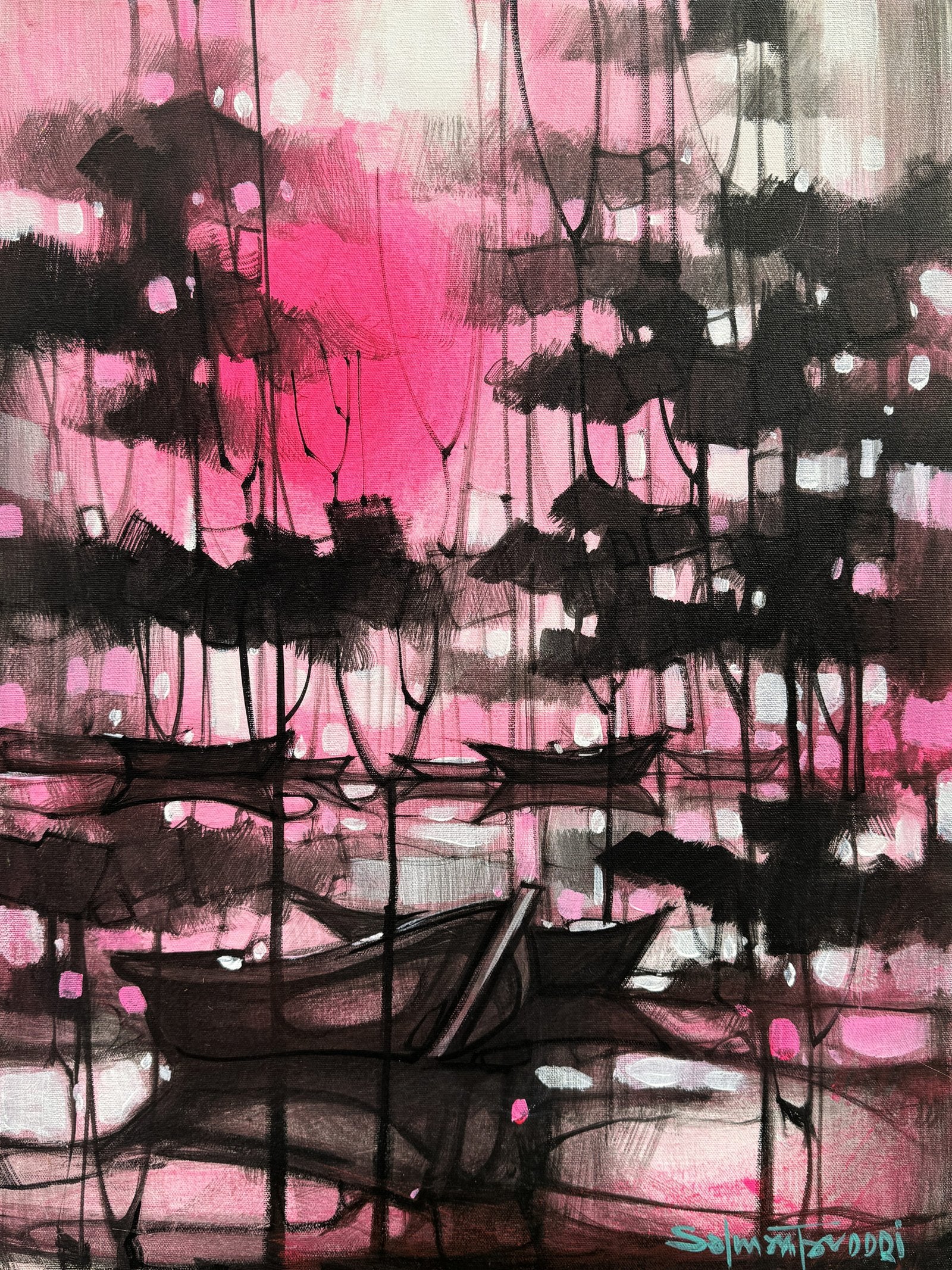 Salman Farooqi Harbor Dreams Acrylic on Canvas 18x24 inches