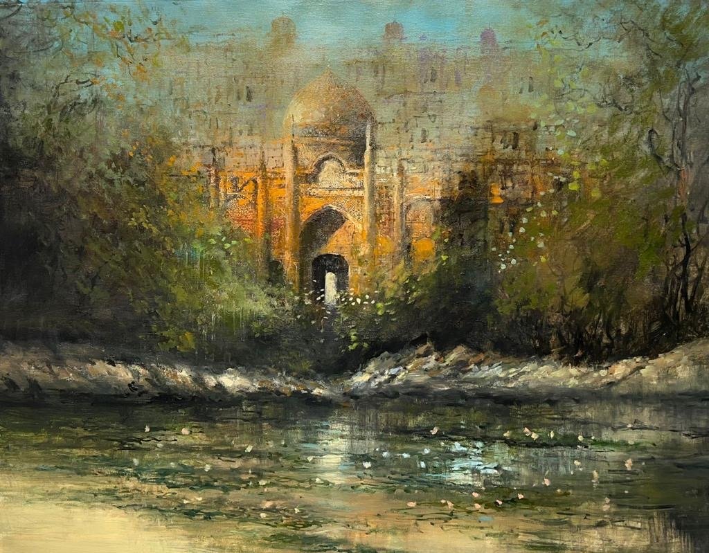 A.Q. Arif Timeless Reflections Acrylic on Canvas 22x28 inches