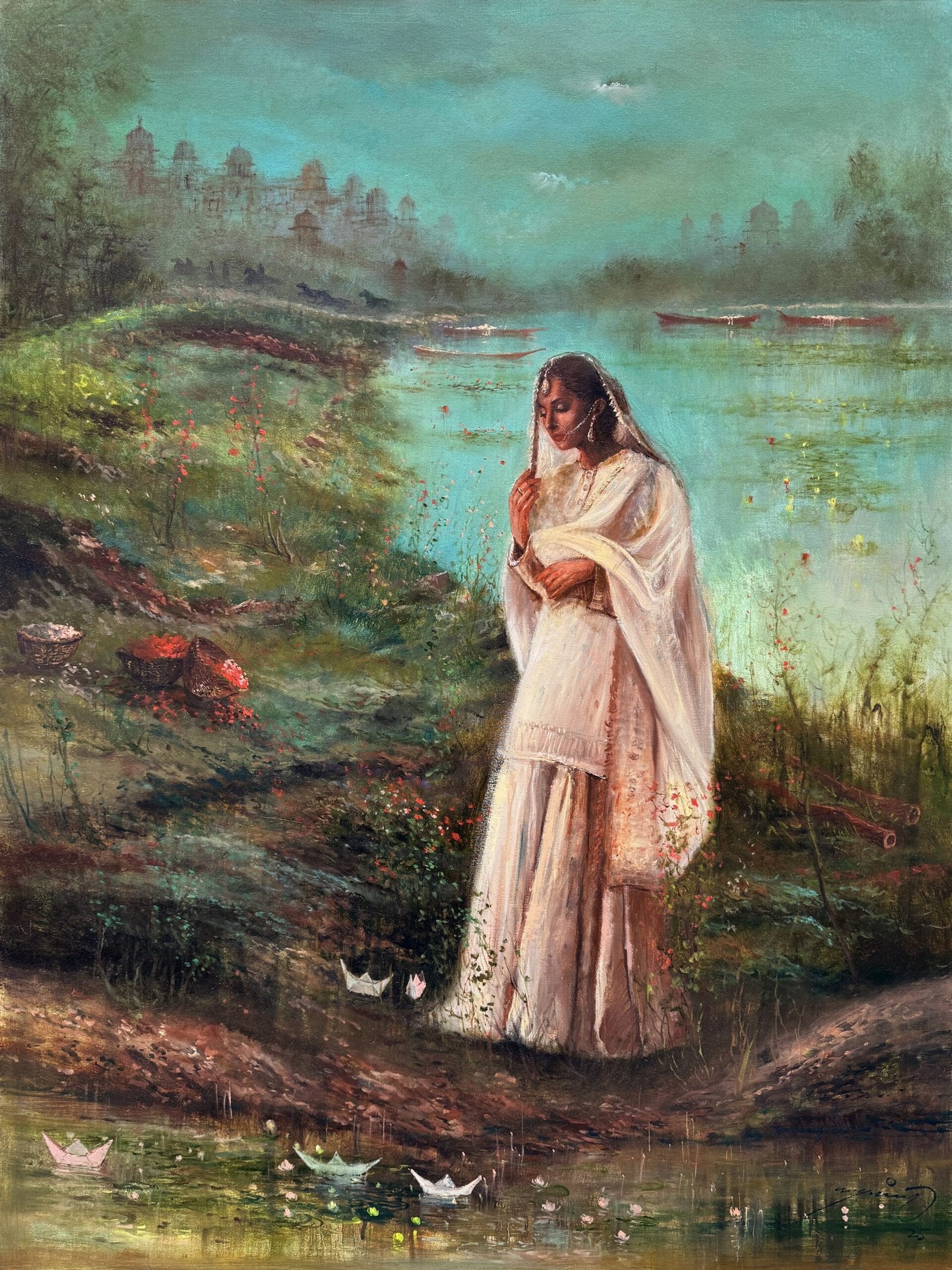 A.Q. Arif Whispers by the River Acrylic on Canvas 36x48 inches