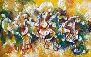 0_img_5622 Rashid Ali | Title: Horses | Medium: Oil On Canvas | Size: 30x48 inches