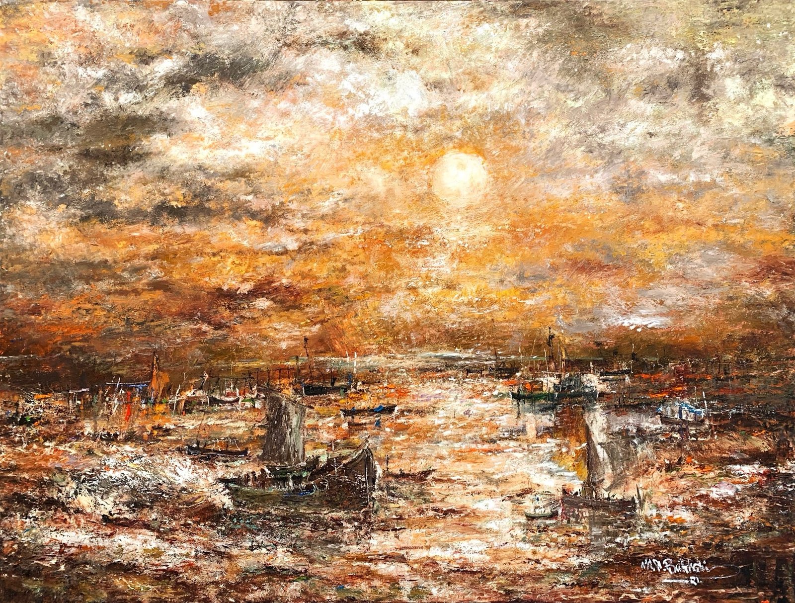 M. A. Bukhari | Title: Whispers of the Tide
| Medium: Oil on Canvas
| Size: 72 x 96 inches