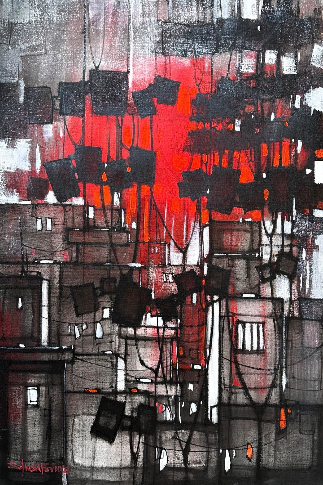 Salman Farooqi  | Title: Modern Cityscape  | Medium: Acrylic on Canvas  | Size: 24x36 inches