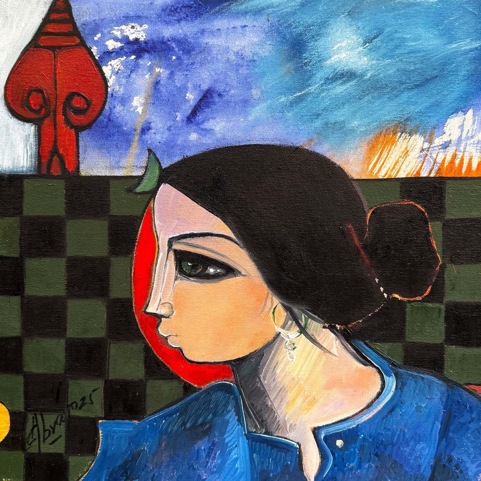 Abrar Ahmed  | Title: Mystic Gaze  | Medium: Oil On Canvas  | Size:  14x14 inches