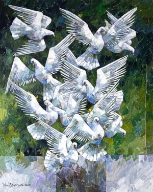 3_img_4814 Iqbal Durrani | Title: Wings of Harmony 
| Medium: Oil on Canvas (Knife Work) | Size: 48 x 72 inches