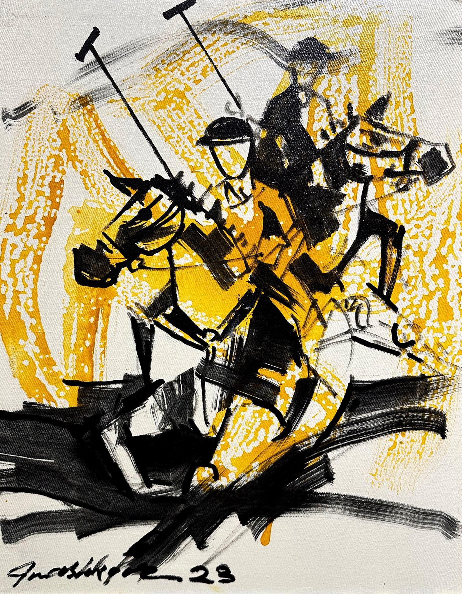 Mashkoor Raza | Title: Polo Player | Medium: Oil On Canvas | Size: 14x18 inches