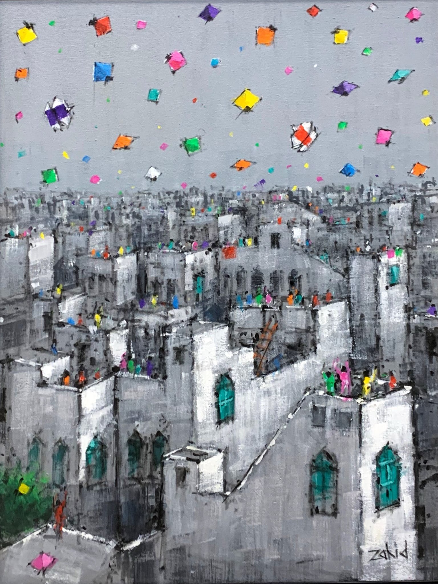 Zahid Saleem | Title: Cityscape  | Medium: Acrylic On Canvas | Size: 18x24 inches