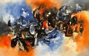 S. M. Naqvi  | Title: Abstract  | Medium: Acrylic on Canvas  | Size: 30x48 inches