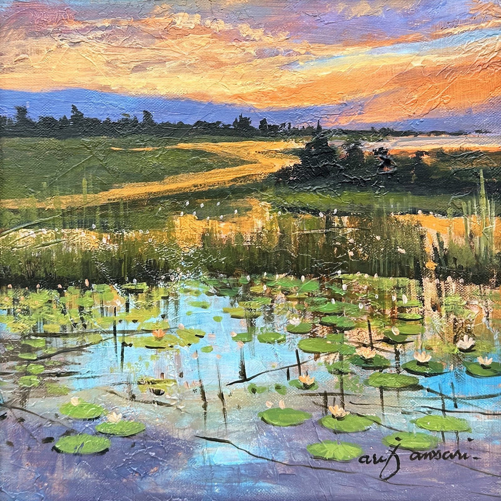 Arif Ansari | Title: Echoes of the North | Medium: Acrylic on Canvas | Size: 12 x 12 inches