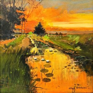 Arif Ansari | Title: Echoes of the North | Medium: Acrylic on Canvas | Size: 12 x 12 inches