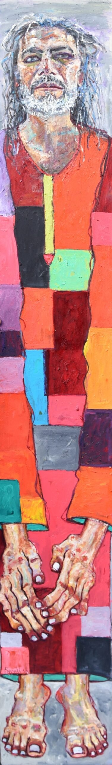 Farrukh Shahab  | Title:  The Seeker’s Offering  | Medium: Oil On Wood   | Size: 10x68 inches