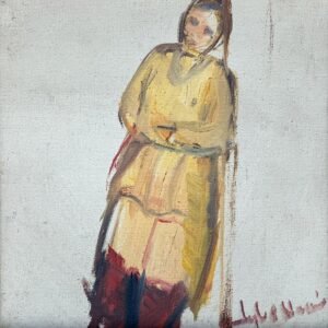 Iqbal Hussain  | Title:  Woman in Silence  | Medium: Oil On Canvas   | Size: 8x8 inches