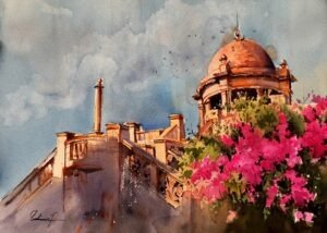 img_1869 Sadia Arif | Title: Golden Alley | Medium: Watercolor On Paper | Size: 15x21 inches