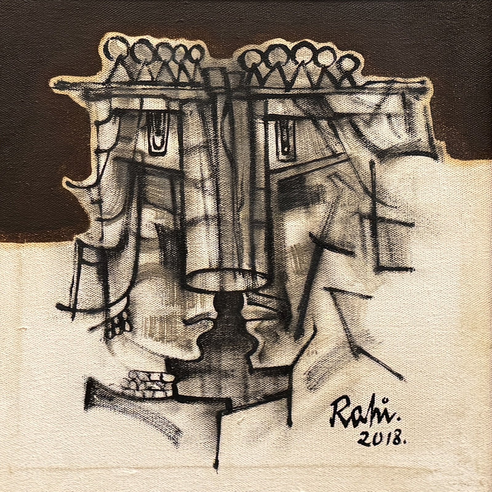 Mansoor Rahi | Title: Echoes of Kingship | Medium: Oil on Canvas | Size: 12x12 inches