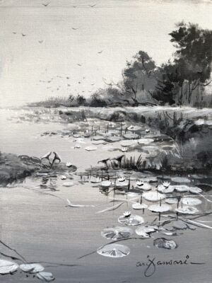 Arif Ansari | Title: Silent Wetlands | Medium: Acrylic on Canvas | Size: 12x16 inches