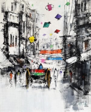 Zahid Saleem | Title: Cityscape  | Medium: Acrylic On Canvas | Size: 13x16 inches