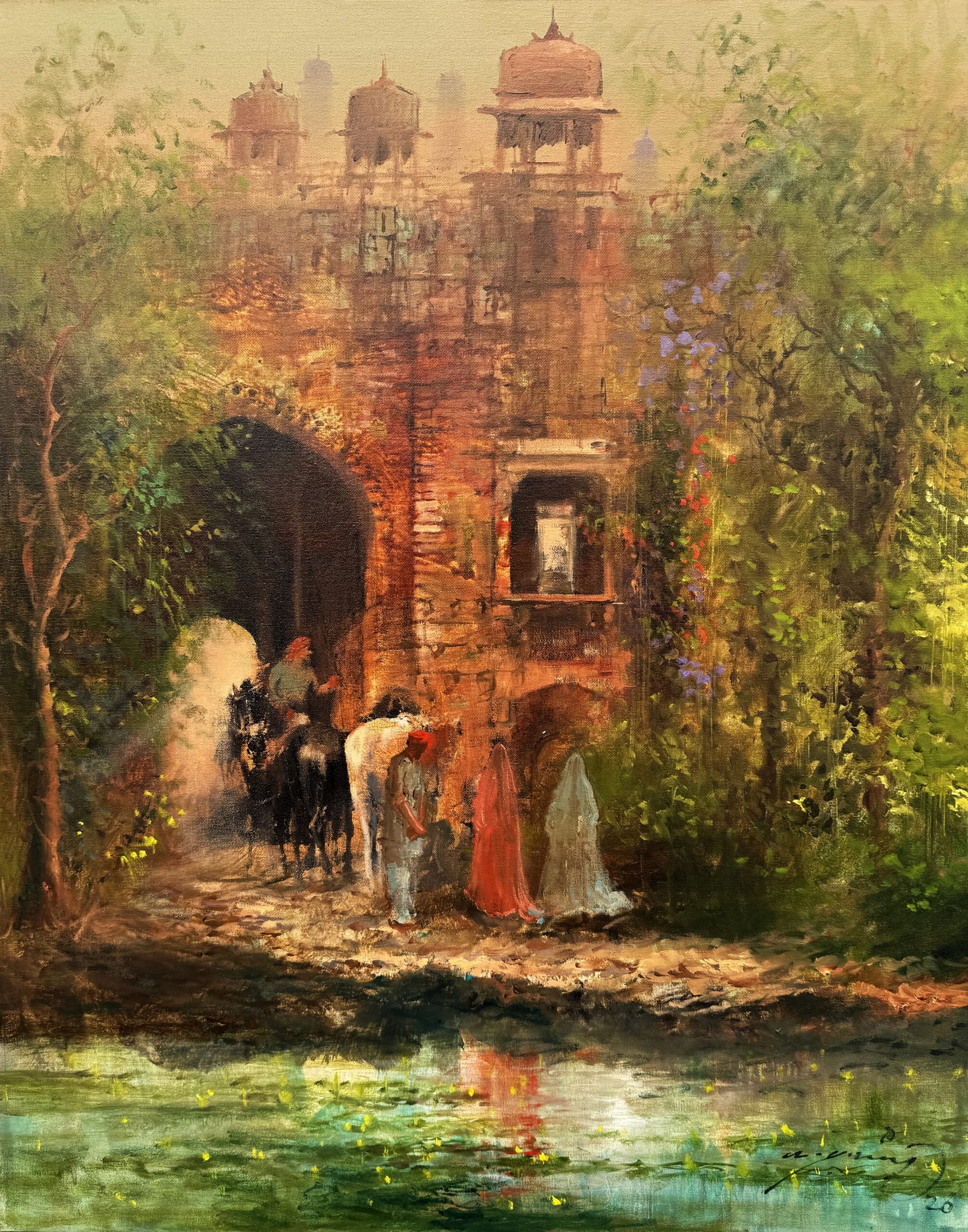 A. Q. Arif | Title: Whispers of the Old Gate | Medium: Acrylic on Canvas | Size: 22 x 28 inches