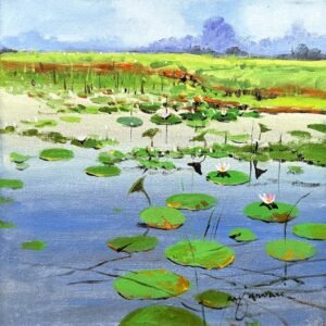 Arif Ansari | Title: Echoes of the North | Medium: Acrylic on Canvas | Size: 12 x 12 inches