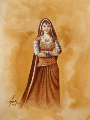 S. A. Noory | Title: Desert Gaze – A Vision of Tradition | Medium: Watercolor On Paper  | Size: 12x15 inches