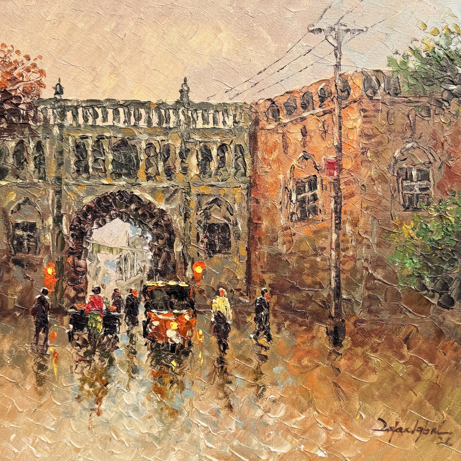 Zafar Iqbal Khan | Title:  Lahore Cityscape Series | Medium: Oil On Canvas | Size: 14x14 inches