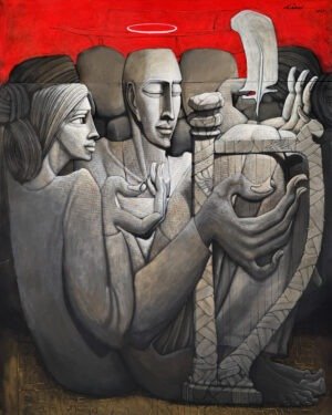 Original spiritual painting by Qamar Siddiqui acrylic on canvas 48x60 inches